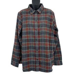 L.L. Bean Men Gray Green Plaid Flannel Shirt Large Vintage Long Sleeve NWT New